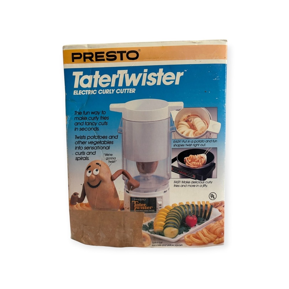 Vintage Presto TaterTwister 02930 Electric Curly Fry Potato Cutter Open Box NOS